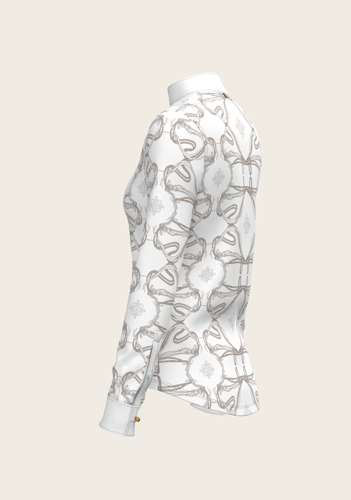 Short Pleated Roped Bridles on White Long Sleeve Show Shirt