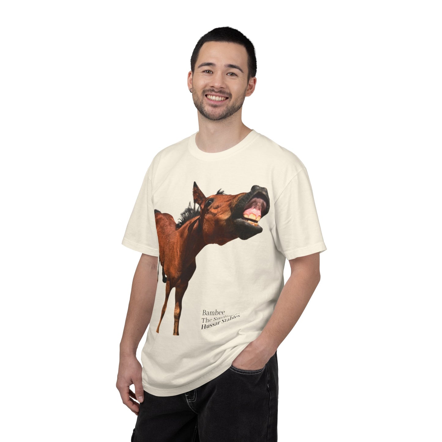 Smiling Horse Graphic T-Shirt — Funny Equine Photo Tee