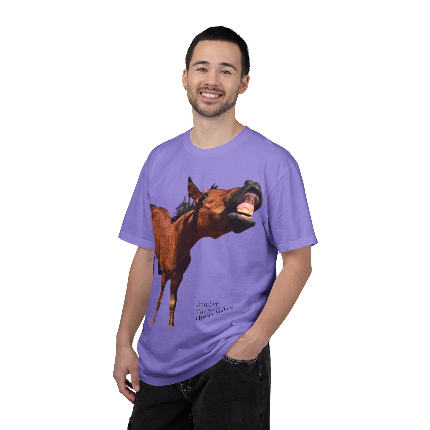 Smiling Horse Graphic T-Shirt — Funny Equine Photo Tee