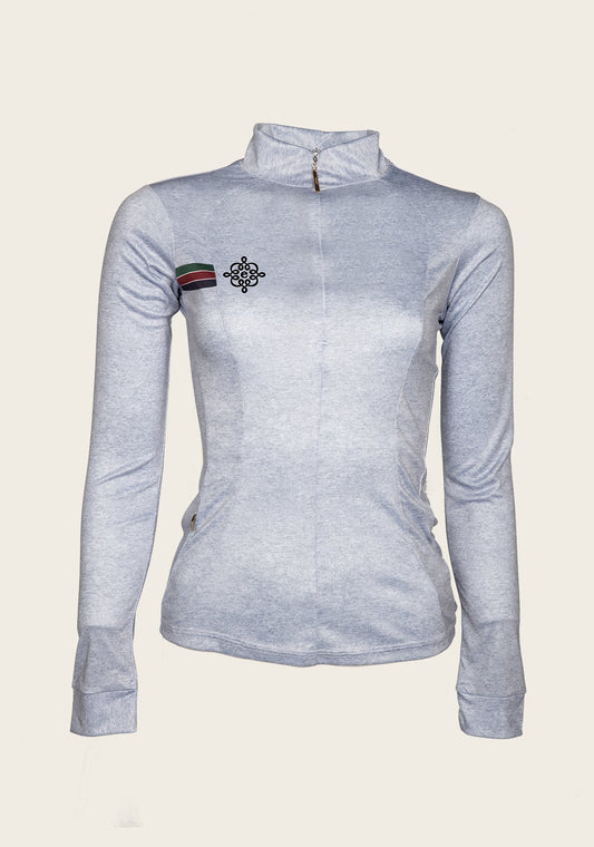 Espoir Lumiere Eternal Collection Melange Grey Quarter Zip Sun Shirt SHORT SLEEVE