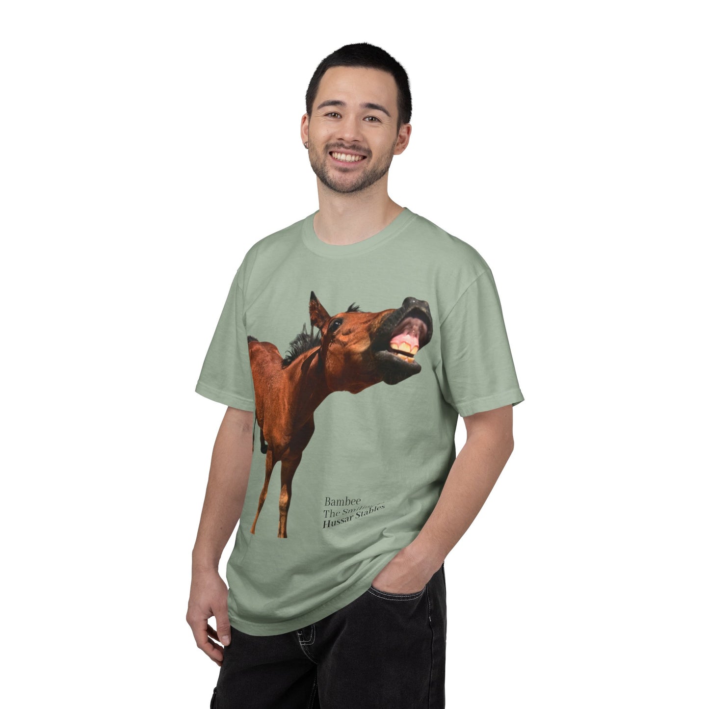 Smiling Horse Graphic T-Shirt — Funny Equine Photo Tee