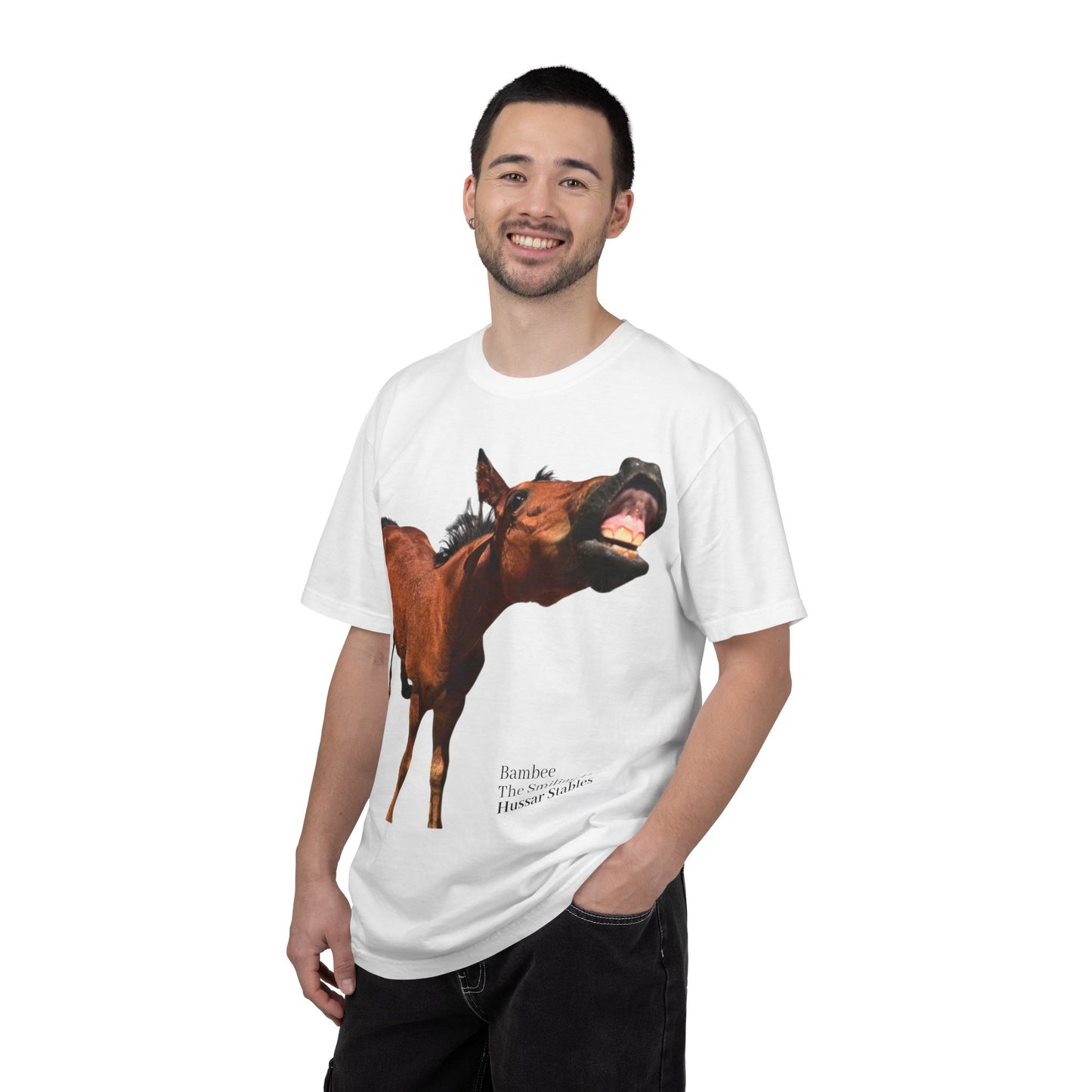 Smiling Horse Graphic T-Shirt — Funny Equine Photo Tee